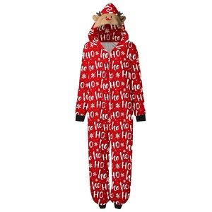 Reindeer Christmas Holiday Red Long Sleeve Onesie Winter Pajamas - Men’s Large